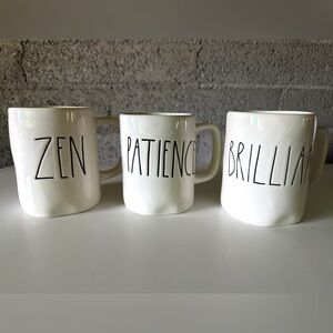 Rae Dunn “ZEN” “PATIENCE” “BRILLIANT” Mugs – Mindful Motivational Coffee Set